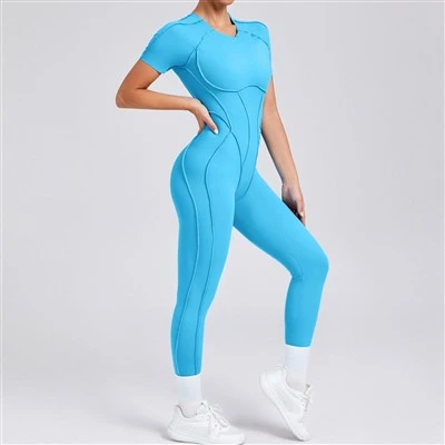 Léim ghearr-sleeved le sleeved le hais oscailte le pants fada
